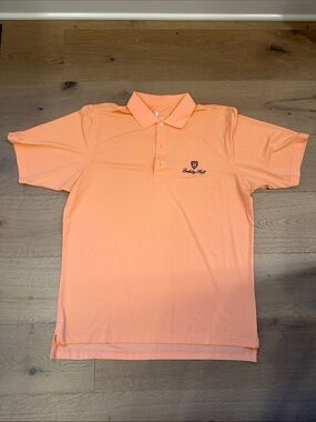 Men's Peach Golf Polo Shirt with Embroidered Berkeley Hall